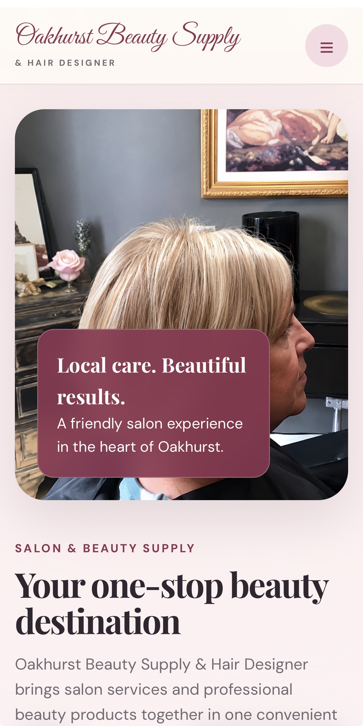Oakhurst Beauty Supply website preview