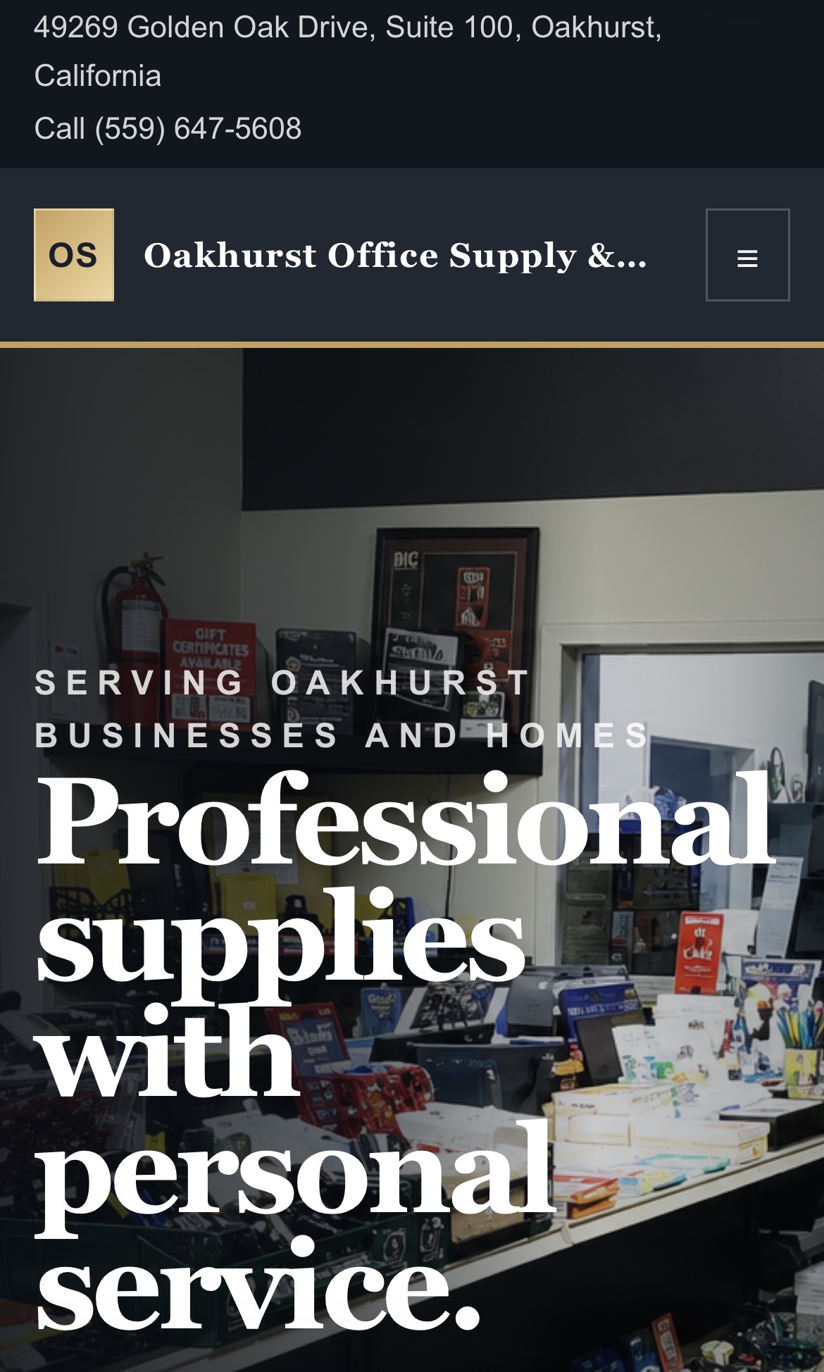 Oakhurst Office Supply & Decor website preview